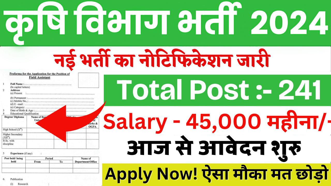 Rajasthan Krishi Vibhag Vacancy 2024